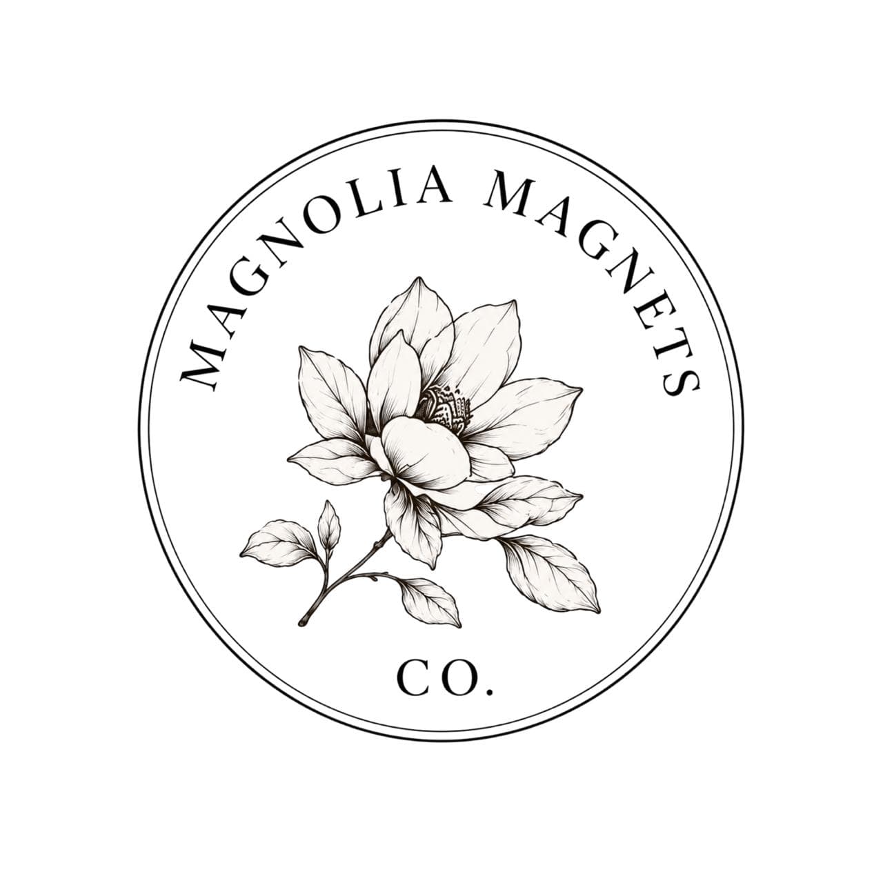Magnolia Magnets Co. circular flower logo